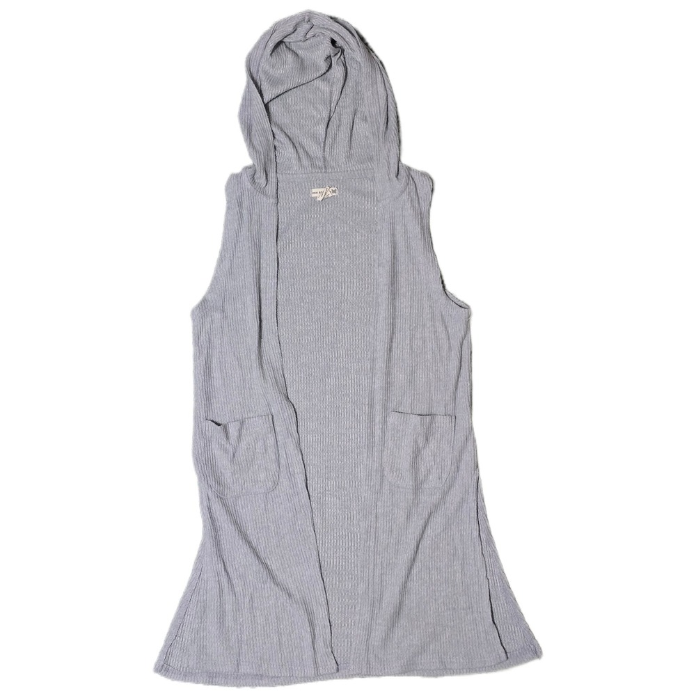 One Step Up Girls Hooded Sleeveless Long Vest Cardigan Gray SZ MPockets (AD)